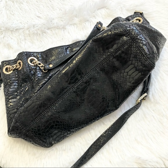 MICHAEL Michael Kors Jet Set Chain Python-Embossed Black Patent Shoulder Tote - Picture 11 of 16